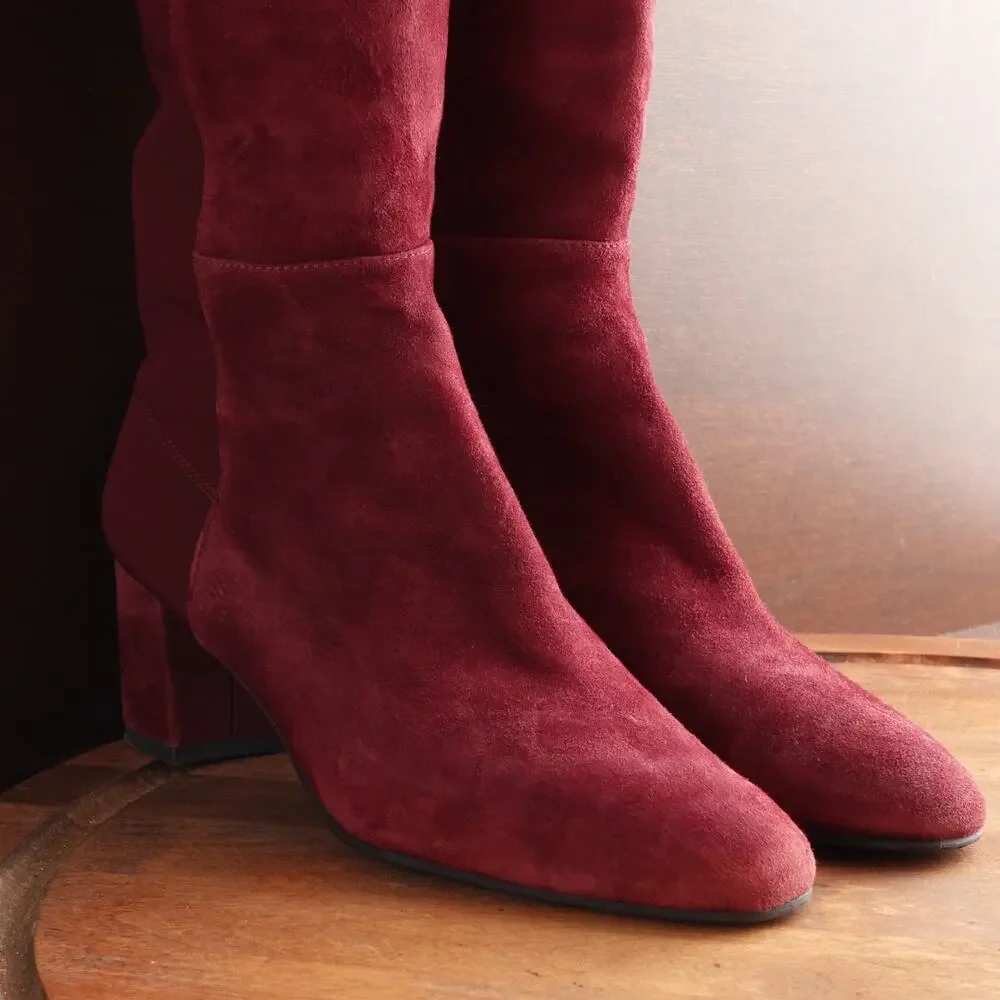 Stuart Weitzman Boots WMS SZ 5.5B Burgundy Gillian‎ 60 City Over The Knee Suede